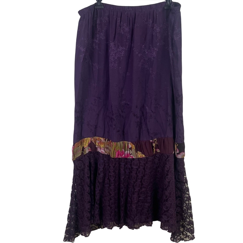 VTG Spencer Alexis 2 Piece Purple Patchwork Lagenlook Hippie Boho Dress XL (16) - Picture 5 of 14